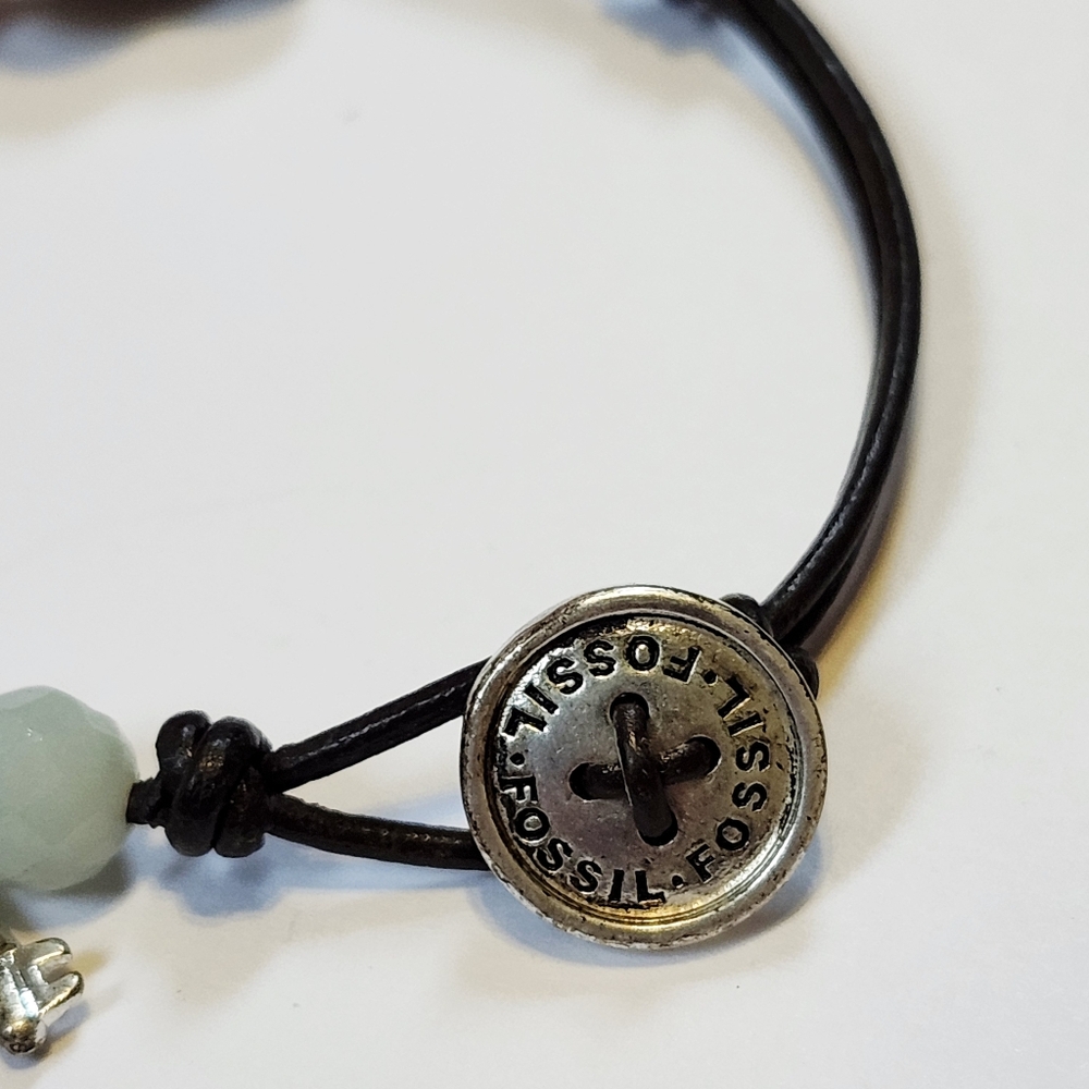 Fossil Bling Heart Leather Charm Bracelet - Picture 3 of 4
